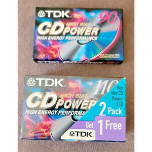 3 TDK‎ CD Power High Bias Sealed Blank Audio Cassette Tapes